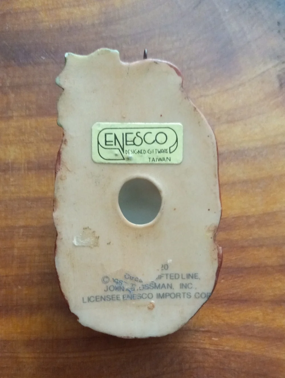 Vintage 1987 Enesco Santa Claus Face Ceramic Christmas Ornament